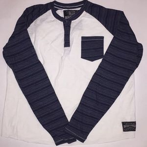 Broken threads baseball sleeve blue & white shirt